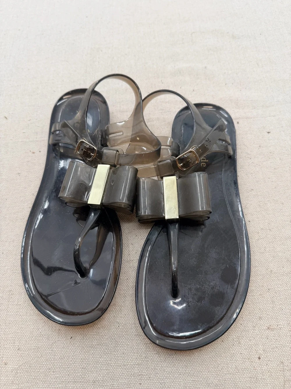 Kate Spade Women's Clear Bow Jelly Sandals - Black